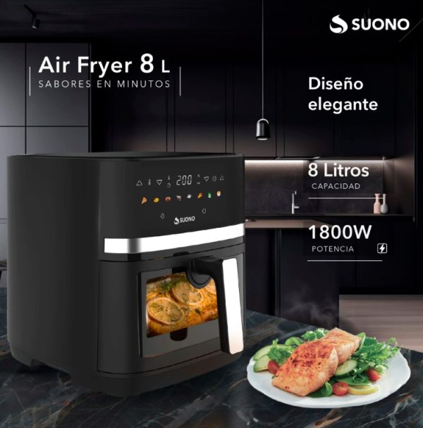 FREIDORA DE AIRE C/VENT 8L 1800W SUONO - Imagen 2