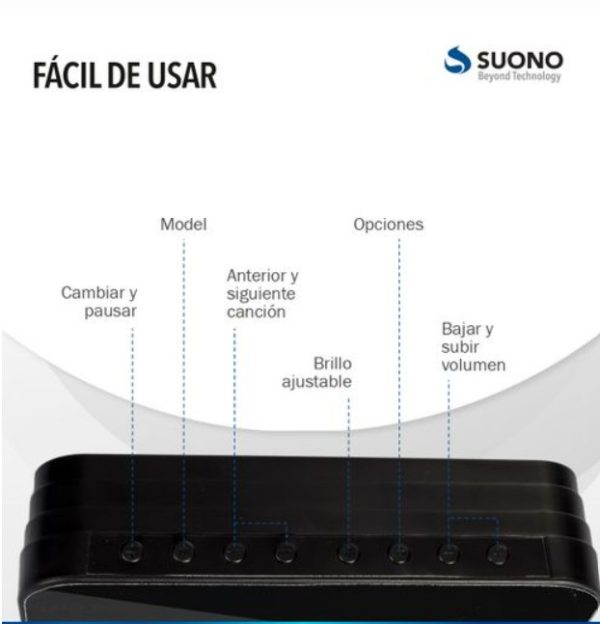 RADIO RELOJ BT SPEAKER NEGRO SUONO - Imagen 3