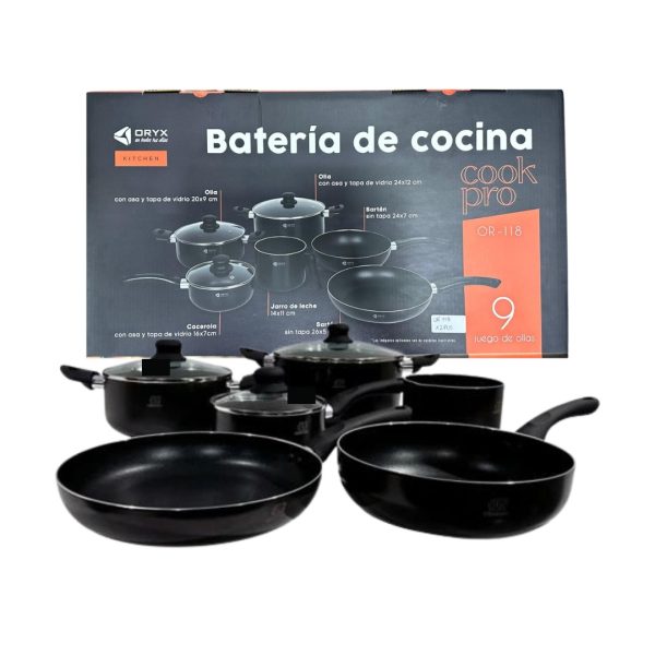 BATERIA DE COCINA ORYX 9pcs NEGRO - Imagen 2