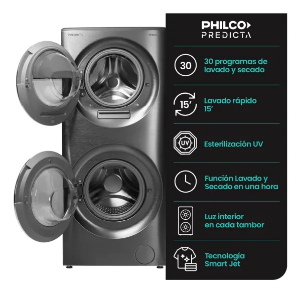 TORRE DE LAVADO PHILCO INVERTER GRIS - Imagen 2